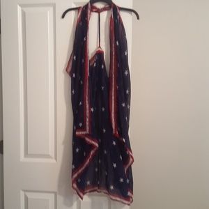 Red white and blue swimsuit cover
